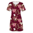 thumbnail image 3 of up to 60% off Gifts Usmixi Womens Dresses Fashion Loose Swing Tunic Tshirt Mini Dresses Casual Floral Print Round Neck Short Sleeve Short Summer Dress Red xxl Under $5, 3 of 4