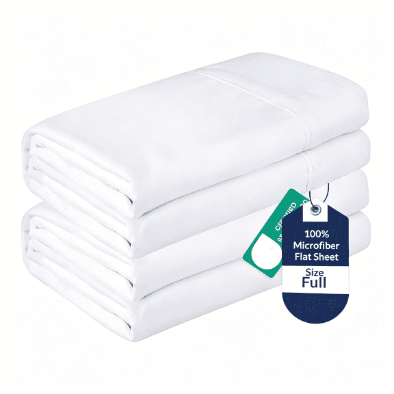 SIRIA 2 Pack Bulk Flat Sheet Set-Top Sheets-Soft 1800 Microfiber-Wrinkle&Stain Resistant-For Hotel,Massage Table,Hospital,Dorm-Full Flat Sheet Sold Separately (Full,White)