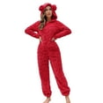 thumbnail image 3 of XINXIAOO Warm Coral Women's Hooded Long Sleeve Jumpsuit For Fall And Winter Cozy Pajama Home Wear Cat Suit Dinner Suit Women by Body Women Rompers And Jumpsuits Women's Fashion Overalls Loose Rompers, 3 of 3