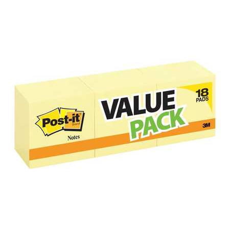 - Post It Notes 3In X 3In Canary 18 Pads/Pk