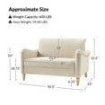 thumbnail image 3 of Tina's Home 50" Farmhouse Loveseat Sofa, Linen Upholstered Couch with Wide Seat, Sloped Arms and Solid Wood Bobbin Legs, 3 of 8