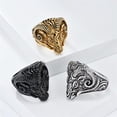 thumbnail image 3 of PAURO Men's Vintage Gothic Stainless Steel Rings Ram Sheep Goat Head Horn Biker Rings Punk Style Silver Size 7, 3 of 5