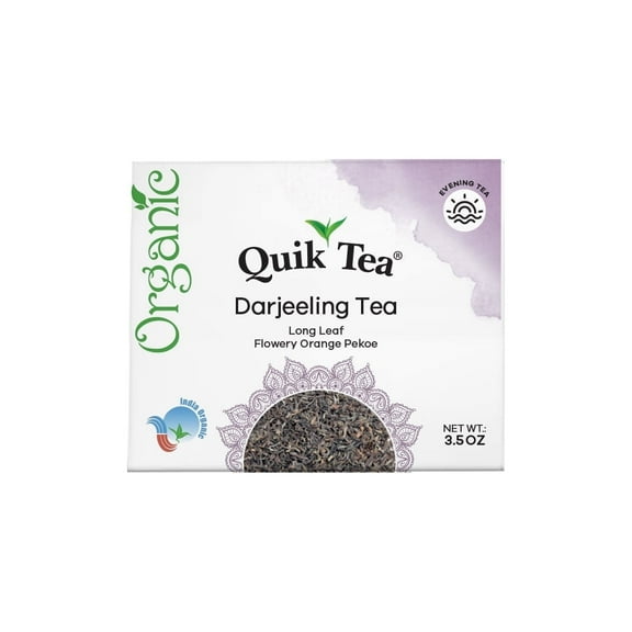 QuikTea Premium Organic Darjeeling – Light, Floral & Soothing Tea For Calm Moments, 100g of Perfection