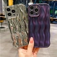 thumbnail image 2 of Water Ripple Pattern Curly Phone Case for iPhone 12 Pro Max 6.7 inch, Stylish Wave Frame Soft Case 3D Water Ripple Protective Cover Shockproof Case for Women Girls Slim Case - Gradient Purple, 2 of 13