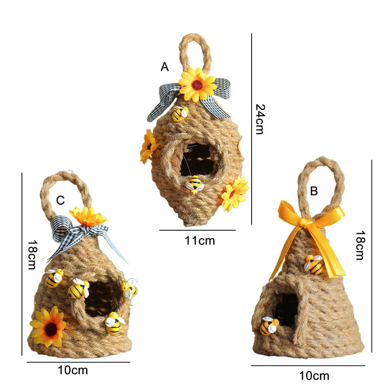 Travelwnat Jute Bee Hive Decor Bee Tiered Tray Decorations Decorative Honey Bee Skeps Spring Farmhouse Coffee Table Decor Country Kitchen Decor, Other
