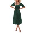 thumbnail image 2 of KOMOO Women A Line Wrap Dress Summer Square Neck Puff Sleeve Boho Midi Dress Swiss Dot Ruffle Flowy Tie Back Dress, 2 of 6