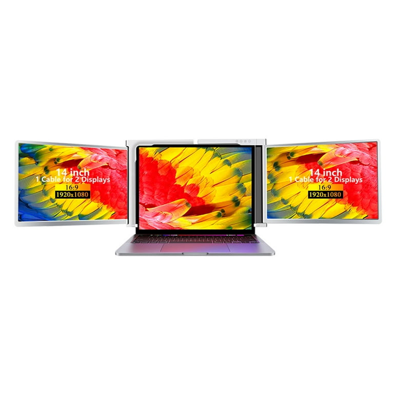 Portable Tri-Screen Monitor 14インチ Laptop Monitor Extender Multi Screen Portable Workstation