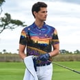 thumbnail image 3 of Hirioo Galactic Night Over Meadow for Men’s Polo Shirts Quick Dry Short Sleeve Golf T Shirt Performance Moisture Wicking Casual Workout,Sizes S-4XL-X-Large, 3 of 6
