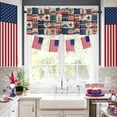thumbnail image 2 of Kitchen Cafe Valance Curtain for Small Windows,American Flag Day Retro Splicing Plaid Rod Pocket Valances Dwarf Stars USA Flag Flower Window Treatment Panel for Living Room/Bedroom/Bathroom,60x18in, 2 of 7