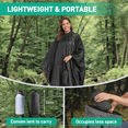thumbnail image 3 of GPED Adult Hooded Rain Poncho, Waterproof Lightweight Reusable Unisex Raincoat, Emergency Outdoor Rain Jacket for Hiking Camping Travel Protection, Black, 3 of 6