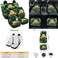 thumbnail image 4 of Yuyamidu Frog ar Seat Cover Full Set of 15 Palm Leaves Car Floor Mats Steering Wheel Cover Seat Belt Strap Pads Cup Coasters Gear Shift Knob Cover, Green, 4 of 6