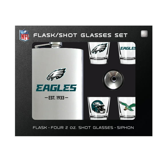 MOJO Philadelphia Eagles Shot Glass & Flask Gift Set