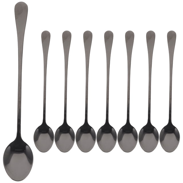 unbranded 8Ud Cucharas De Acero Inoxidable Para Café Y Té Con Mango Color Negro Para Casa