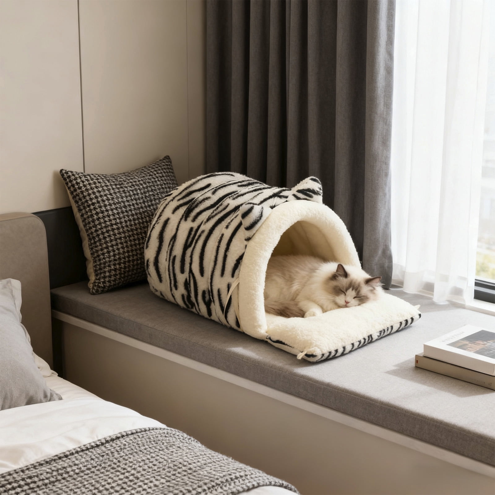 Kbndieu Dog House Indoor Breathable Soft Puppy Cave Sleeping Nest Cat House Kennel Pet Bed Mat for Small Dogs Cats