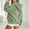 thumbnail image 7 of PRINxy Women's Cozy Sherpa Long Sleeve Hooded Full Zip Jacket with Drawstring and Side Pockets for Fall Winter Casual Green L, 7 of 7