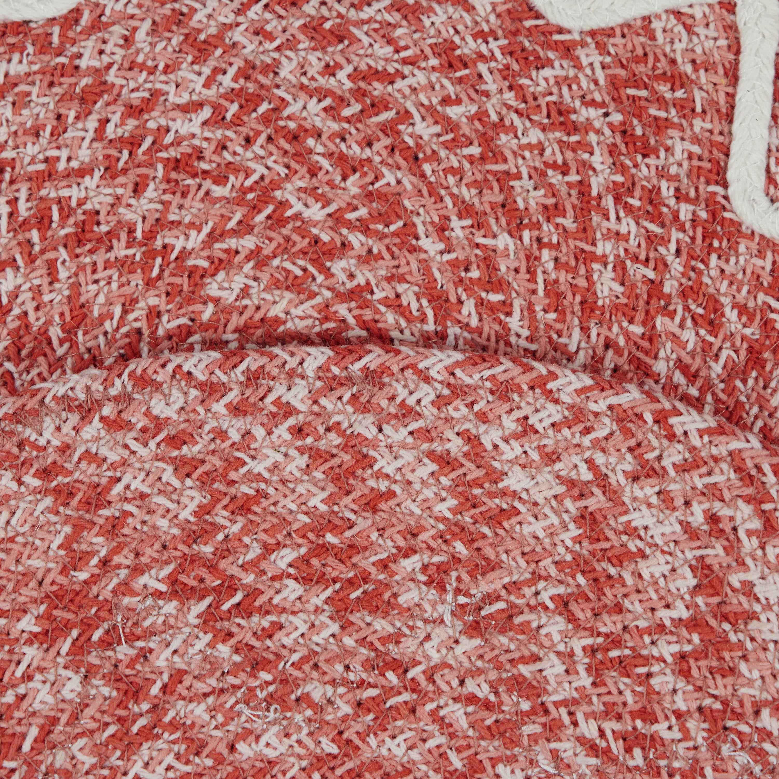 Holiday Braided Ribbon Round 4-pack Table Placemat Set - 15" Diameter - 100% Jute, Red & White