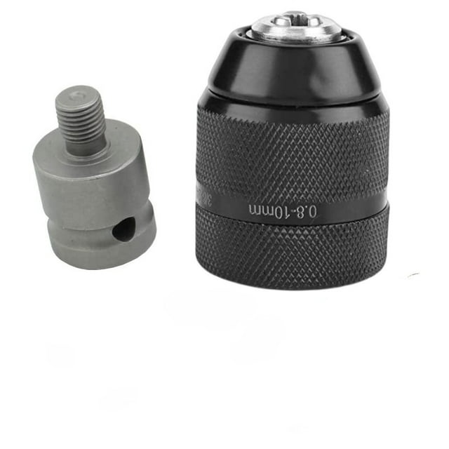 Kit de Conversion de Perceuse à Impact Tout Métal 10mm Robuste avec Mandrin Autobloquant, Poignée Hexagonale/ronde et Adaptateur de Clé Électrique – Ensemble de 2 Pcs pour Projets de Construction et d'Amélioration de la Maison
