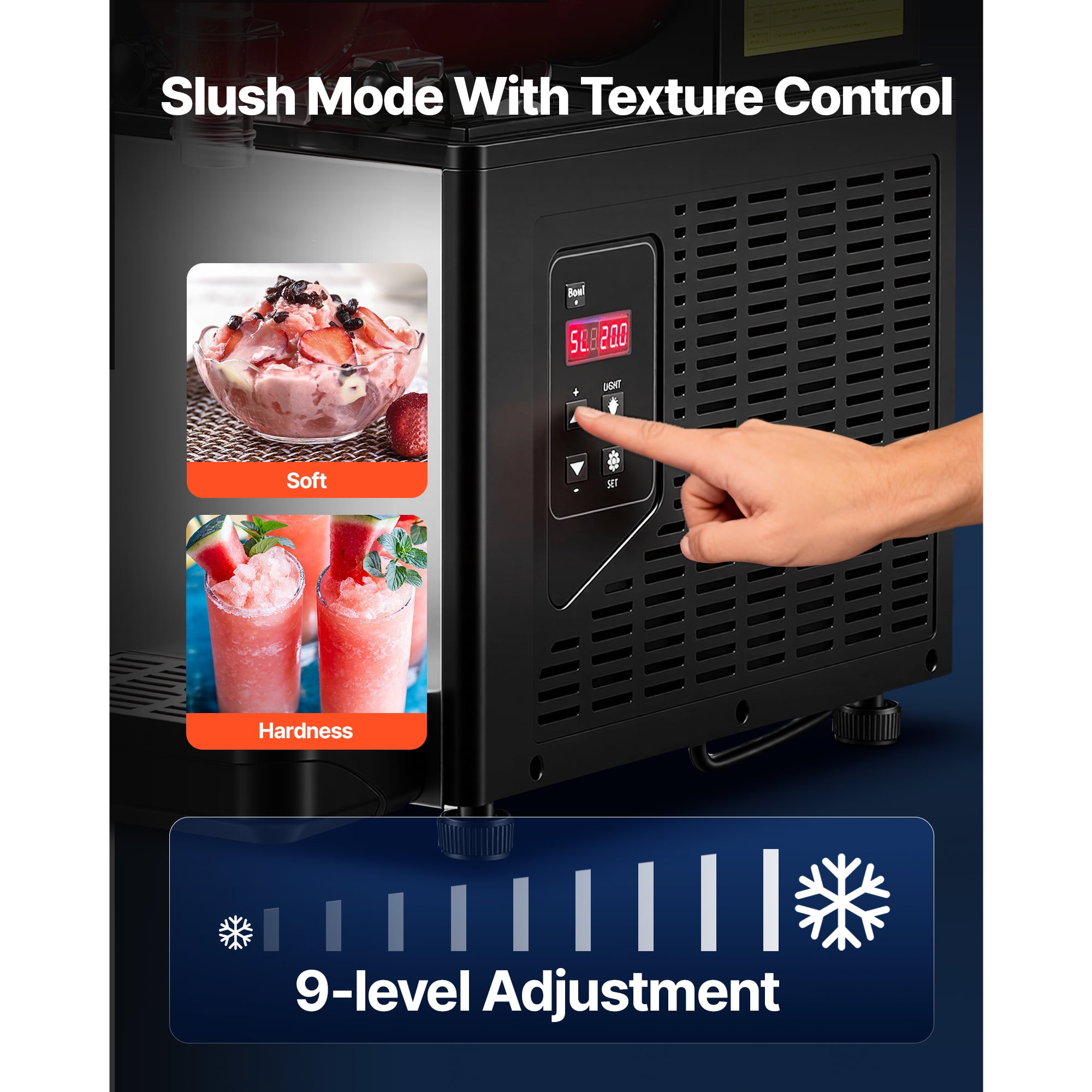 KFFKFF 6L/1.6Gal Commercial Slushie Machine, Frozen Drink Maker with Self-Cleaning Function, Ideal for Restaurants, Bars, and Parties to Prepare Slushies, Margaritas, Milkshakes, and More