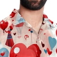 thumbnail image 5 of Valentine's Day Love Men's Casual Button Down Short Sleeve Printed Summer Beach Shirts, 5 of 6