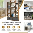 thumbnail image 6 of Costway Industrial Bookshelf Rustic Wooden Shelf Organizer with 2 Non-woven Fabric Drawer Brown, 6 of 9