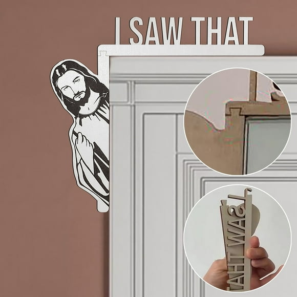 Liquidation! Charms de Sac Ymkly, Coin DIY Couture Créatives Décoration Maison Jésus Je Me Vais sur la Porte Logo Jésus Bois Décoration Maison Drôle 8.64 Po 6.69 Po, Décoration Maison