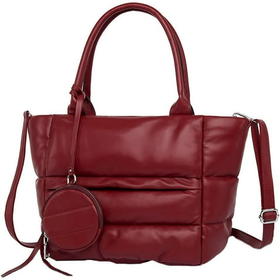 Kukuzhu Quilted Hobo Women's Padding Down Cotton Shoulder Crossbody Bag Large Work Totes Handbag Leather Purse Satchels