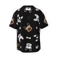thumbnail image 6 of PAYOHTO French Bulldog Pattern Paw Bone Mens Hawaiian Casual Short-sleeved Shirt Tropical Summer Beach Button Down Shirts, 6 of 7