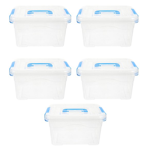 Masteelf  5 Pcs Small Organizing Containers Storage Box Lid Handle Picnic
