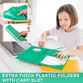 thumbnail image 6 of 48 Pcs Plastic Folder with Clear Front Pocket and 3 Prongs Heavy Duty Plastic Folders with Card Slot Pocket Folders with Prongs for School Office Home(Green), 6 of 7