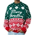 thumbnail image 1 of LOVZFMLL Sweaters for Men, Casual Crew Neck Ribbed Pullover, Color Block Print Christmas Sweater, Fall Clothes, Warm Winter Tops Loose, 1 of 9