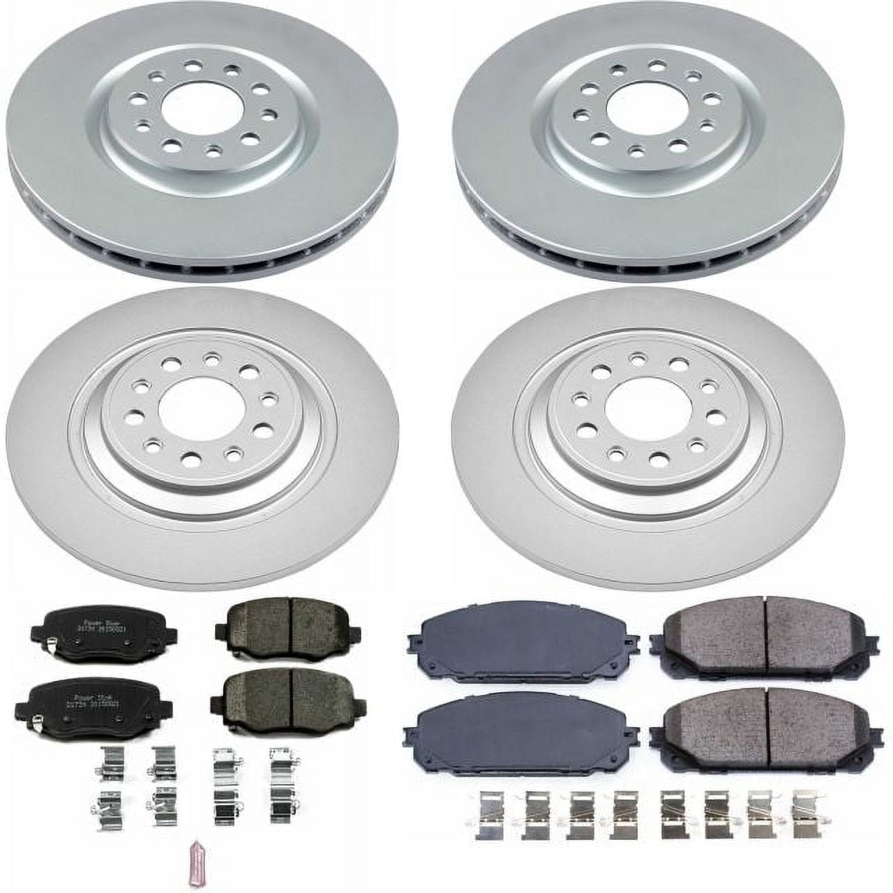 PowerStop Front and Rear Geomet Coated Brake Rotor and Pad Kit Fits: JEEP Select Models CRK7415