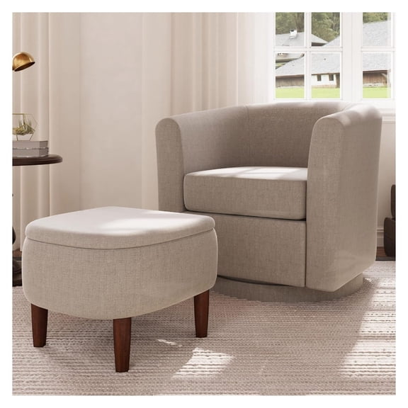 360° Swivel Accent Chair and Storage Ottoman Set