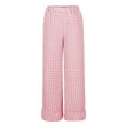 thumbnail image 5 of FRSASU Womens Gingham Pants Wide Leg Plaid Pants Elastic Waist Lounge Pajama Bottoms Beach Vacation Trousers with Pockets Hot Pink, 5 of 7