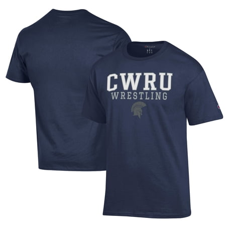 Men's Champion Navy Case Western Reserve Spartans Wrestling Stack Logo T-Shirt