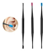 3-Piece Ear Pick Earwax Removal Kit – Portable Ear Cleaner with Curette Spoon, Scoop & Cleaning Brush TIKA