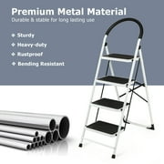 Costway 4 Step Ladder Folding Stool Heavy Duty 330Lbs Capacity Industrial Lightweight