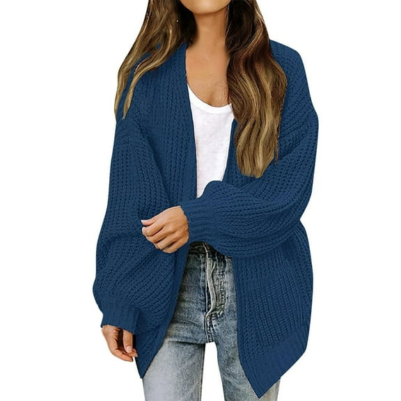GTEYOIJN Blue sweaters for women women’s pullover sweater Women's Long Sleeve Open Front Casual Lightweight Soft Knit Cardigan Sweater Outerwear