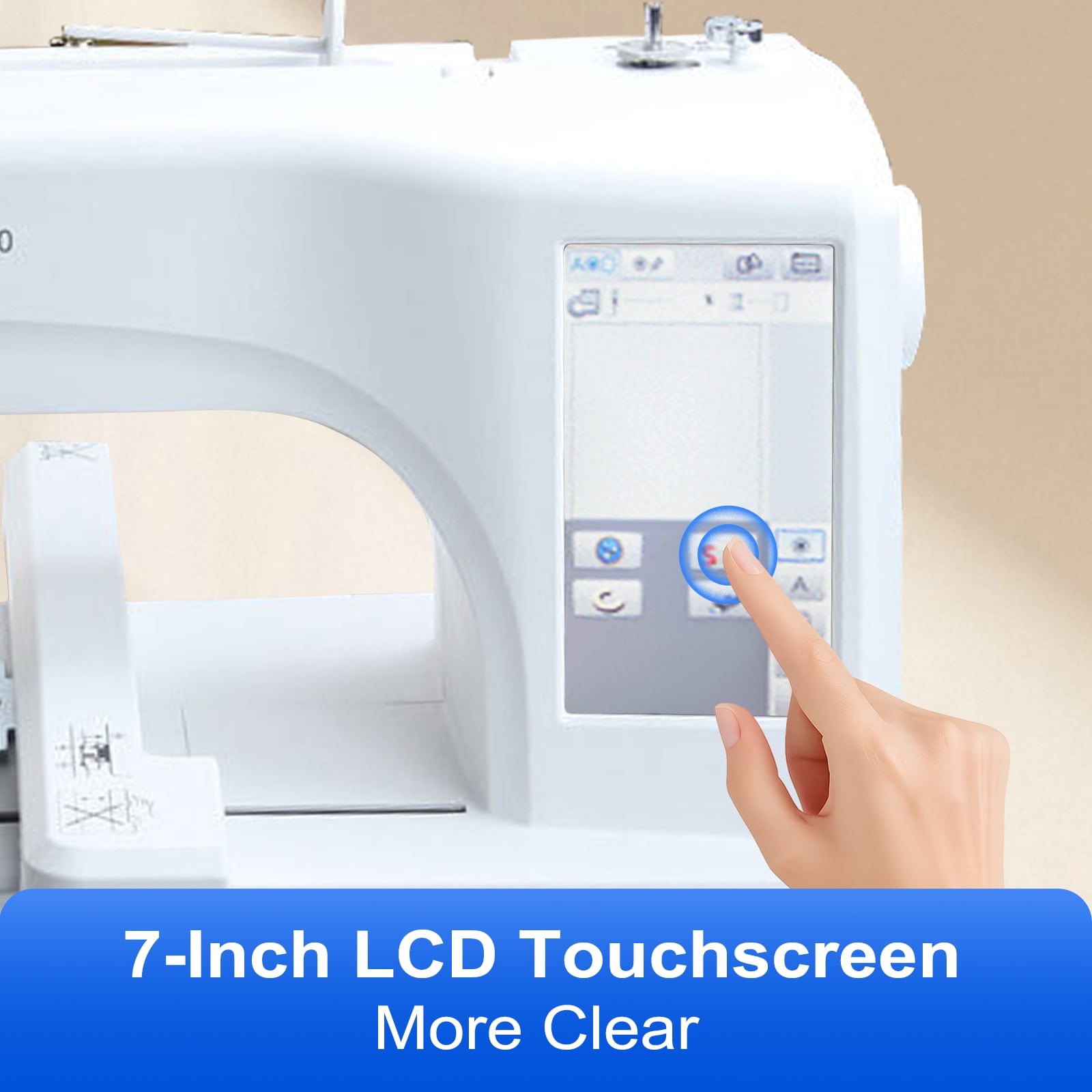 SIHAO MRS-V700 Embroidery Machine for Beginners, 4" x 9.25" Embroidery Area, 150 Built-in Designs, 10 Font Styles, 7" LCD Touch Screen with Hoops, USB, Stabilizer, Bobbins，etc
