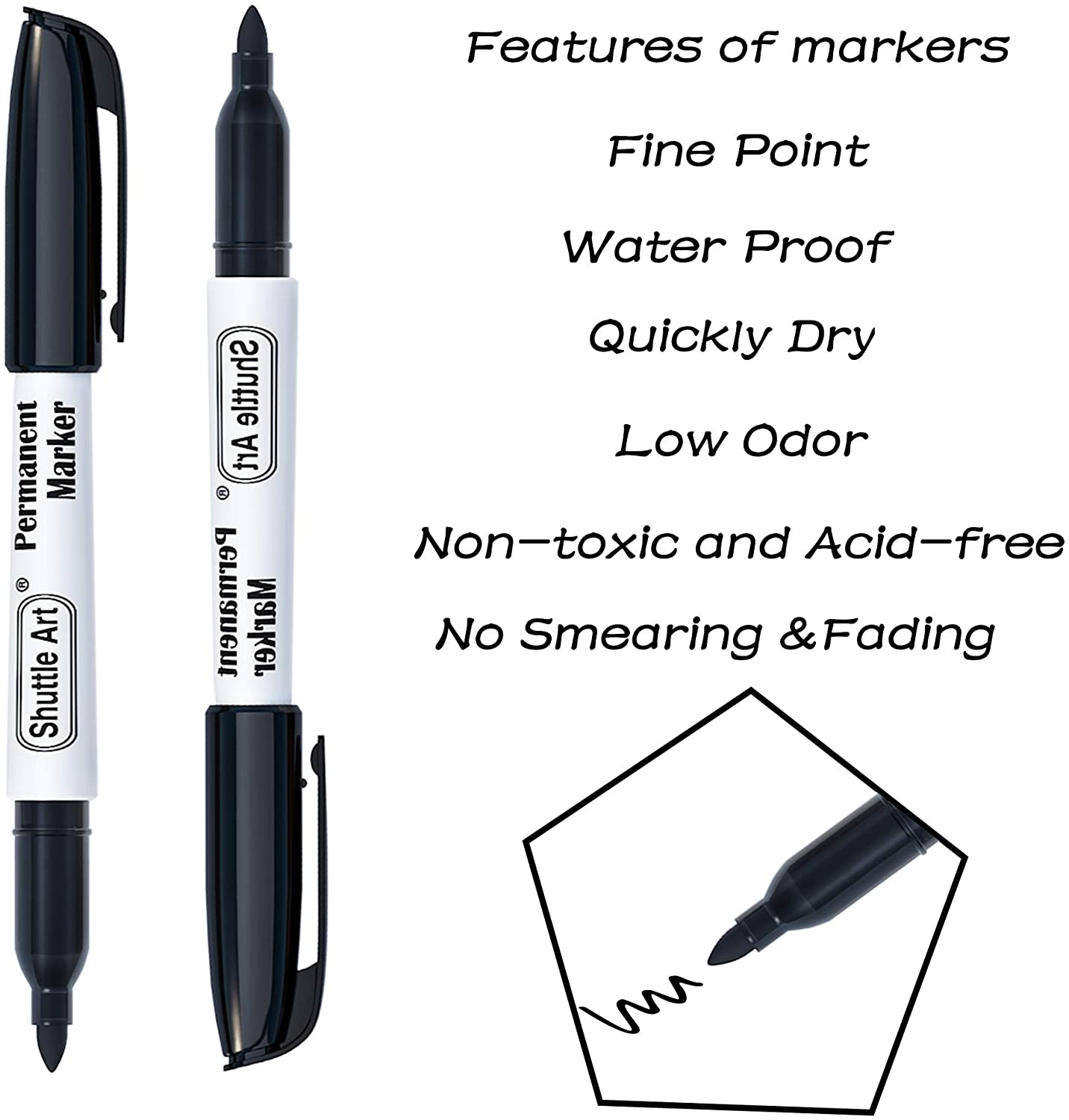 Shuttle Art Permanent Markers, 30 Count Black photo 7