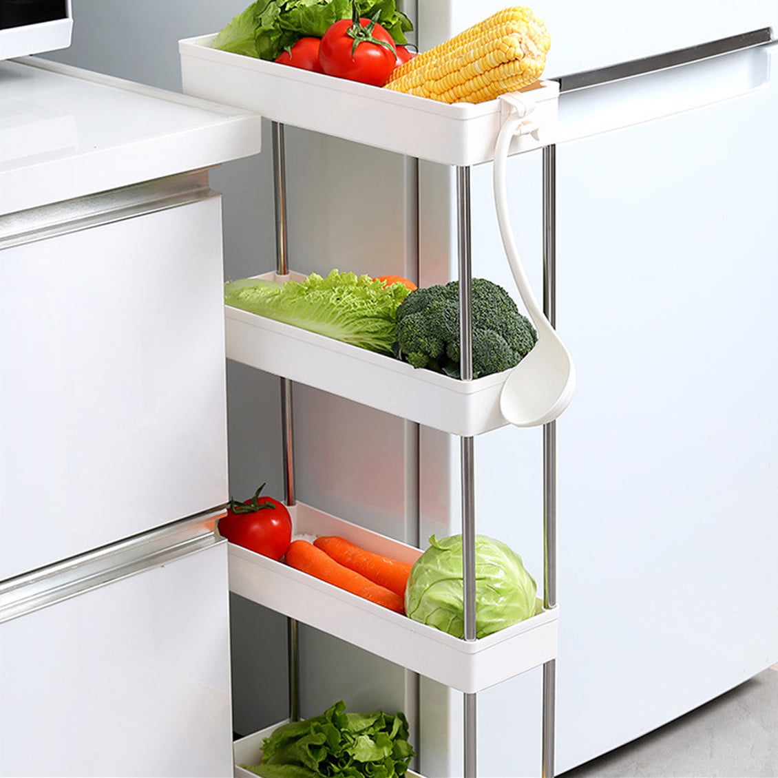 Yaheetech Slide Out Storage Tower Folding 3 Tier Rolling Castor Dolly Trolley Spice Rack 