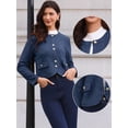 thumbnail image 2 of DARING DIVA Women's Collarless Long Sleeve Outerwear Faux Suede Jacket XS Dark Blue, 2 of 6