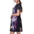 thumbnail image 2 of Balery Purple Moon Cat Vestidos sueltos de manga corta para mujer, vestidos de verano 2025, vestidos casuales de corte A con vuelo., 2 of 6