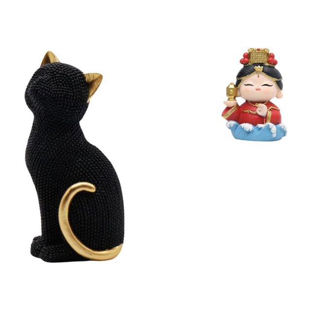 Estatua de gato de resina, figura decorativa coleccionable, escultura de animal para entrada, estantería, sala de estar, dormitorio, estatua de madre,