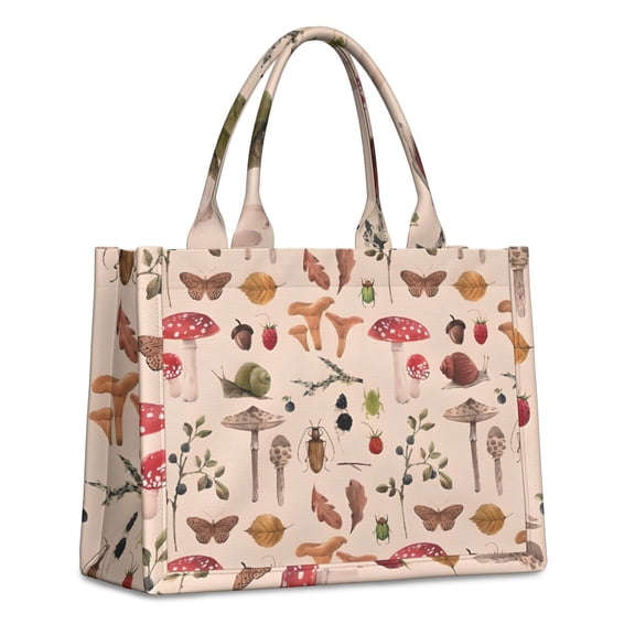 Large Capacity Tote Bag,Colorful Mushroom Insect Light Pattern Handbag Fashion Luxury Tote Bag,15.7"x13"x 5.1" Inches,Laptop Compatible