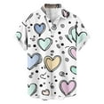 thumbnail image 3 of Yievot Valentines Day Dress Shirt Men Stylish Casual Lapel Short Sleeve Heart Graphic Button Down Shirts Mens Vacation Top, 3 of 5