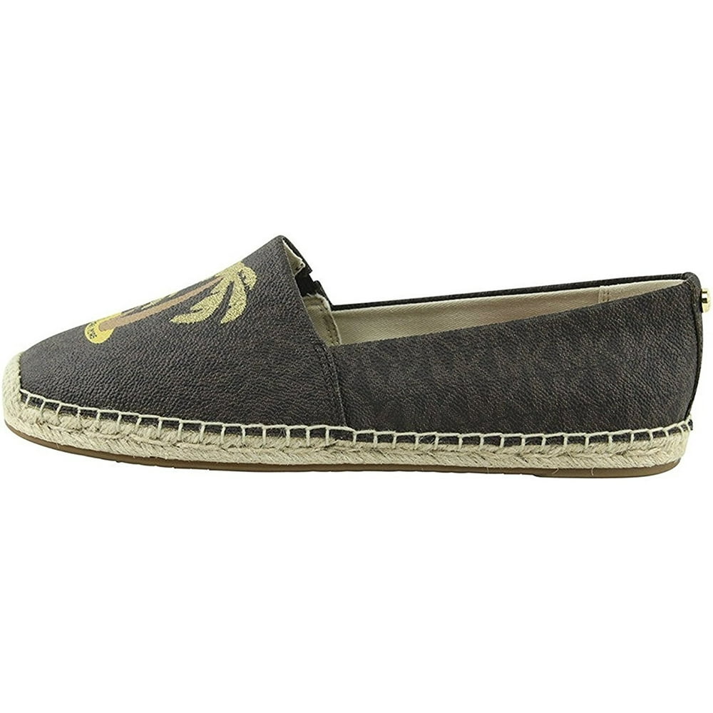 michael kors kendrick slip on black leather espadrille