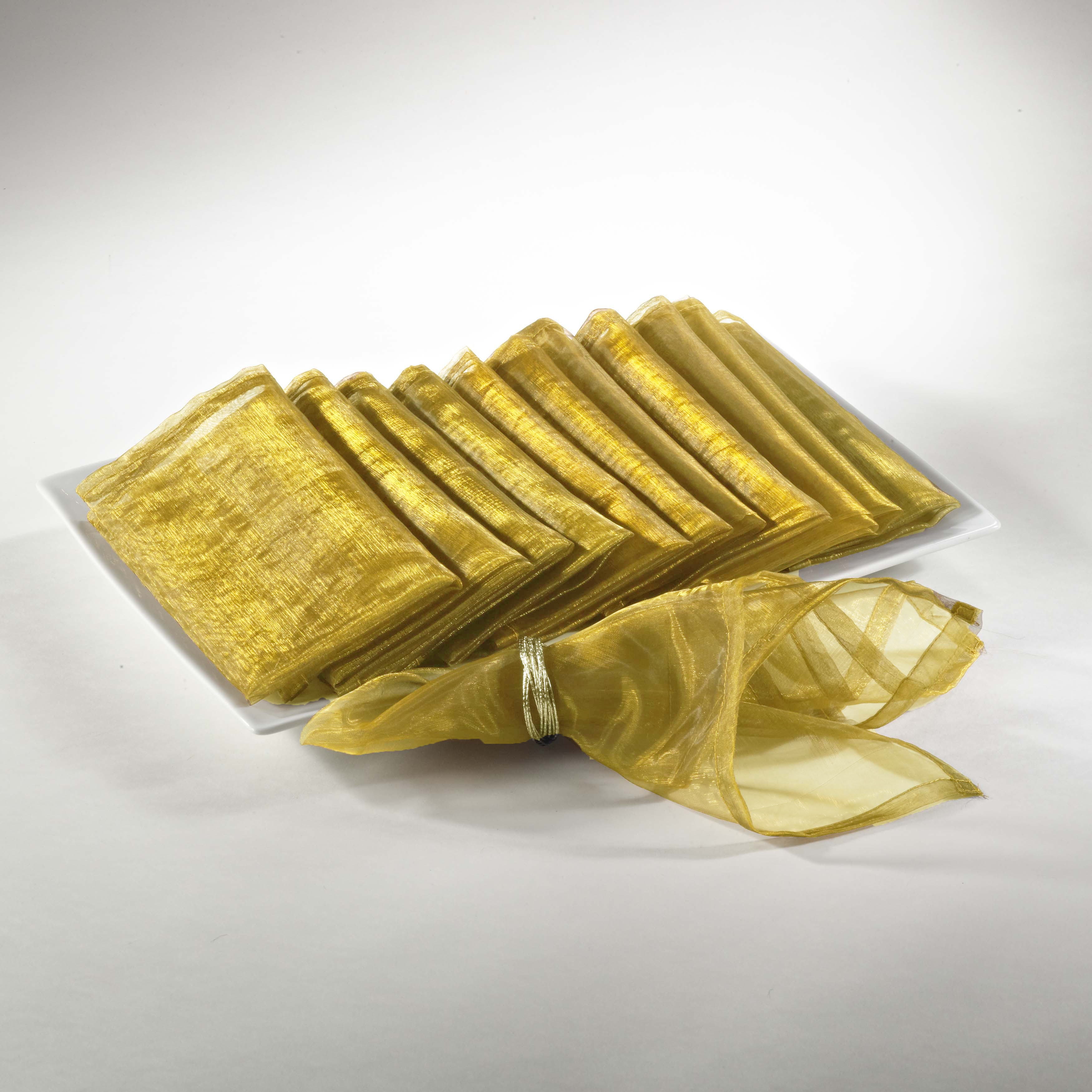 Sheer Decorative Organza Dinner Napkins, 20inch Square, Set of 12