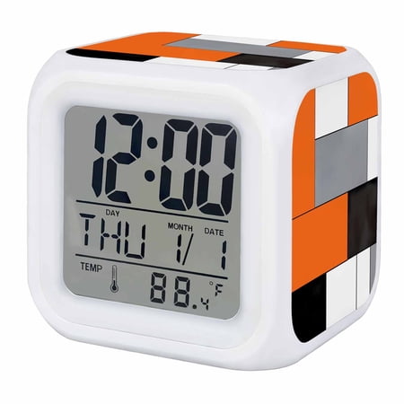 Alarm Clocks Orange Blocks Digital Clock 7 Color LED Night Light Silent Non Ticking Battery photo Alarm Clocks Orange Blocks Digital Clock 7 Color LED Night Light Silent Non Ticking Battery