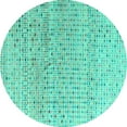 thumbnail image 1 of Ahgly Company Indoor Round Abstract Turquoise Blue Modern Area Rugs, 4' Round, 1 of 4