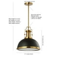 thumbnail image 3 of JONATHAN Y Homer 13" 1-Light Modern Industrial Iron LED Dome Pendant, Black/Brass Gold, 3 of 6